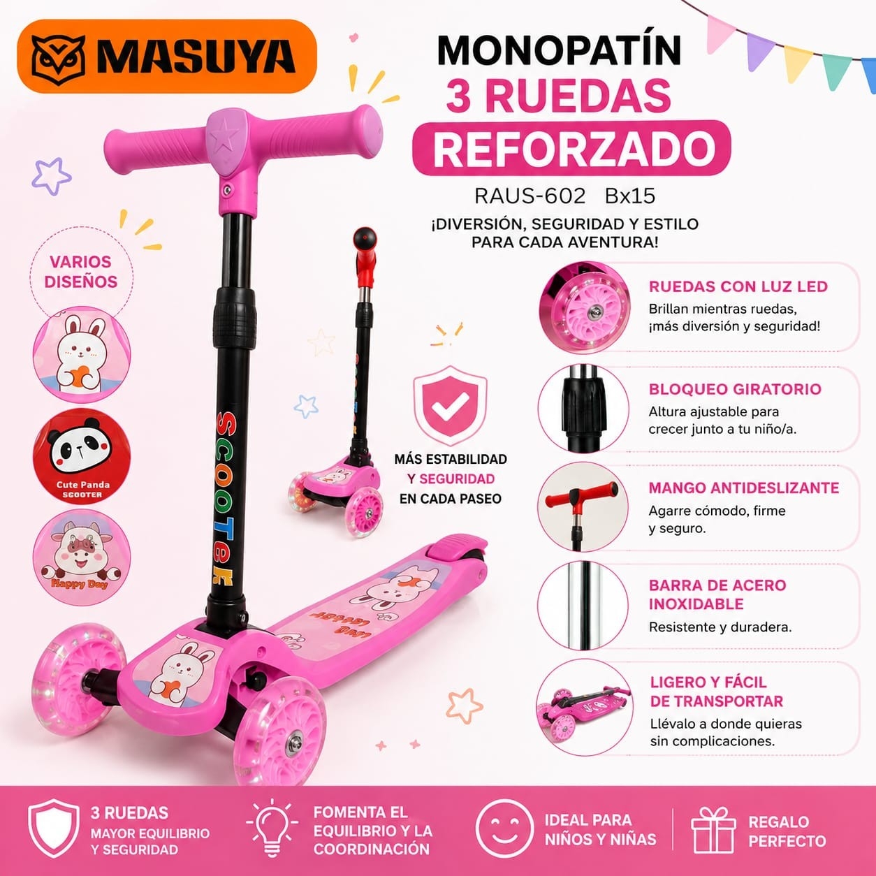Monopatin Infantil Masuya Raus-602 - Imagen 2
