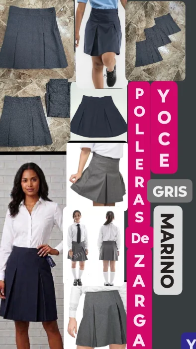 Pollera de Zarga en Gris y Marino  Juvenil