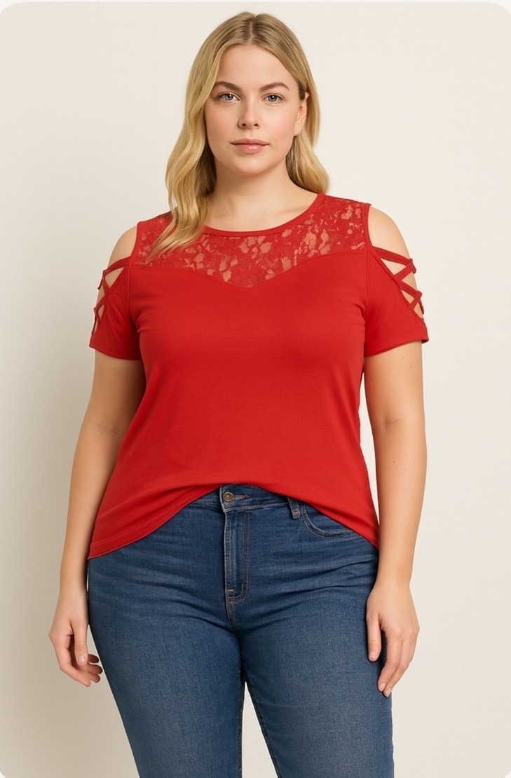 Art.5067 -c  Remera con Encaje y Tiras Cruzadas - Imagen 2