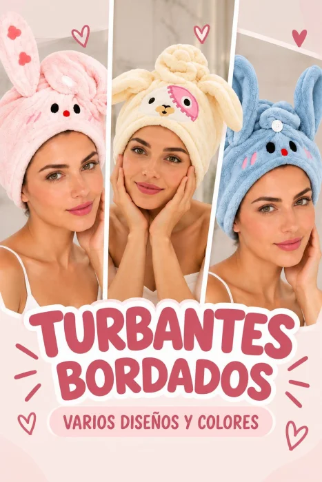 Turbantes con Orejitas y Bordado