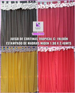 Cortinas de Ambiente Tropical de Color con Faldón Estampado