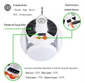 Lámpara Recarga Solar Más Usb Full Power - Miniatura 3