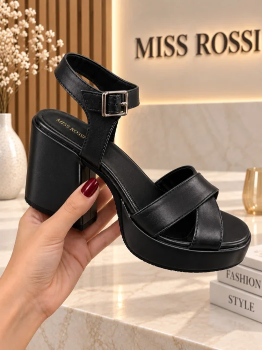 Sandalias Negras Plataforma Baja