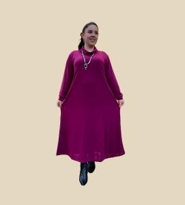 Maxi Vestidos de Lanilla Cuello Bote