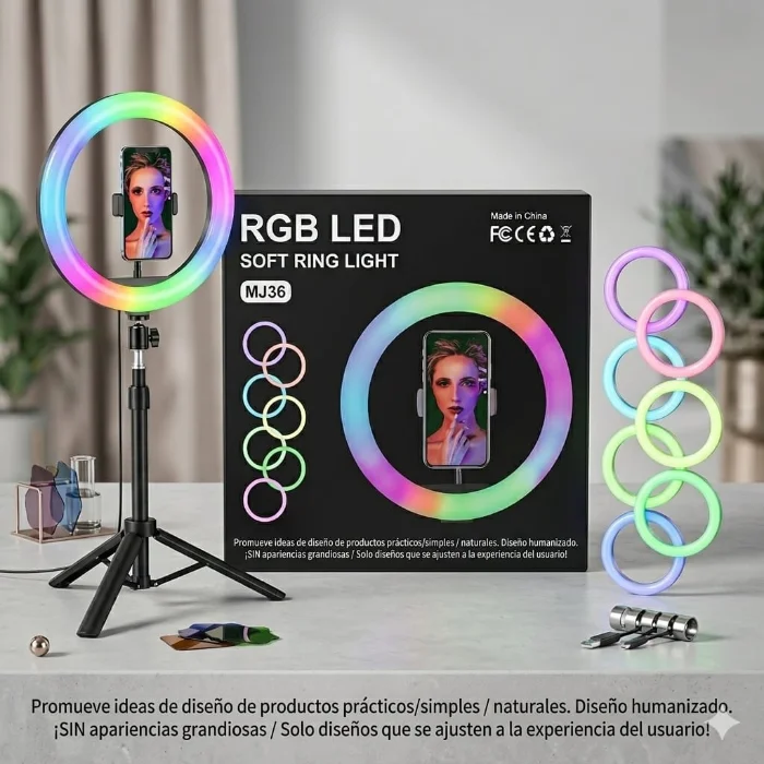 Aro 30cm Selfie Rgb + Tripode 2.10 Mts