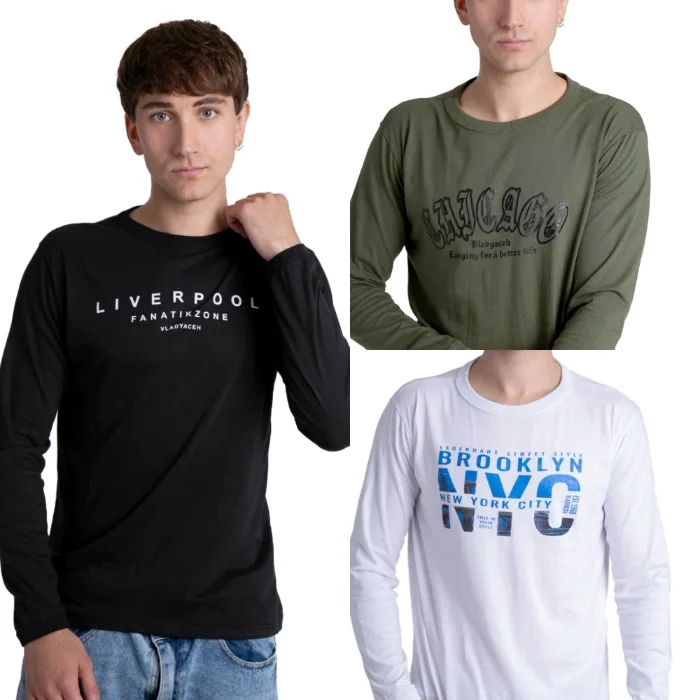 Manga Larga Basica Estampada Remera