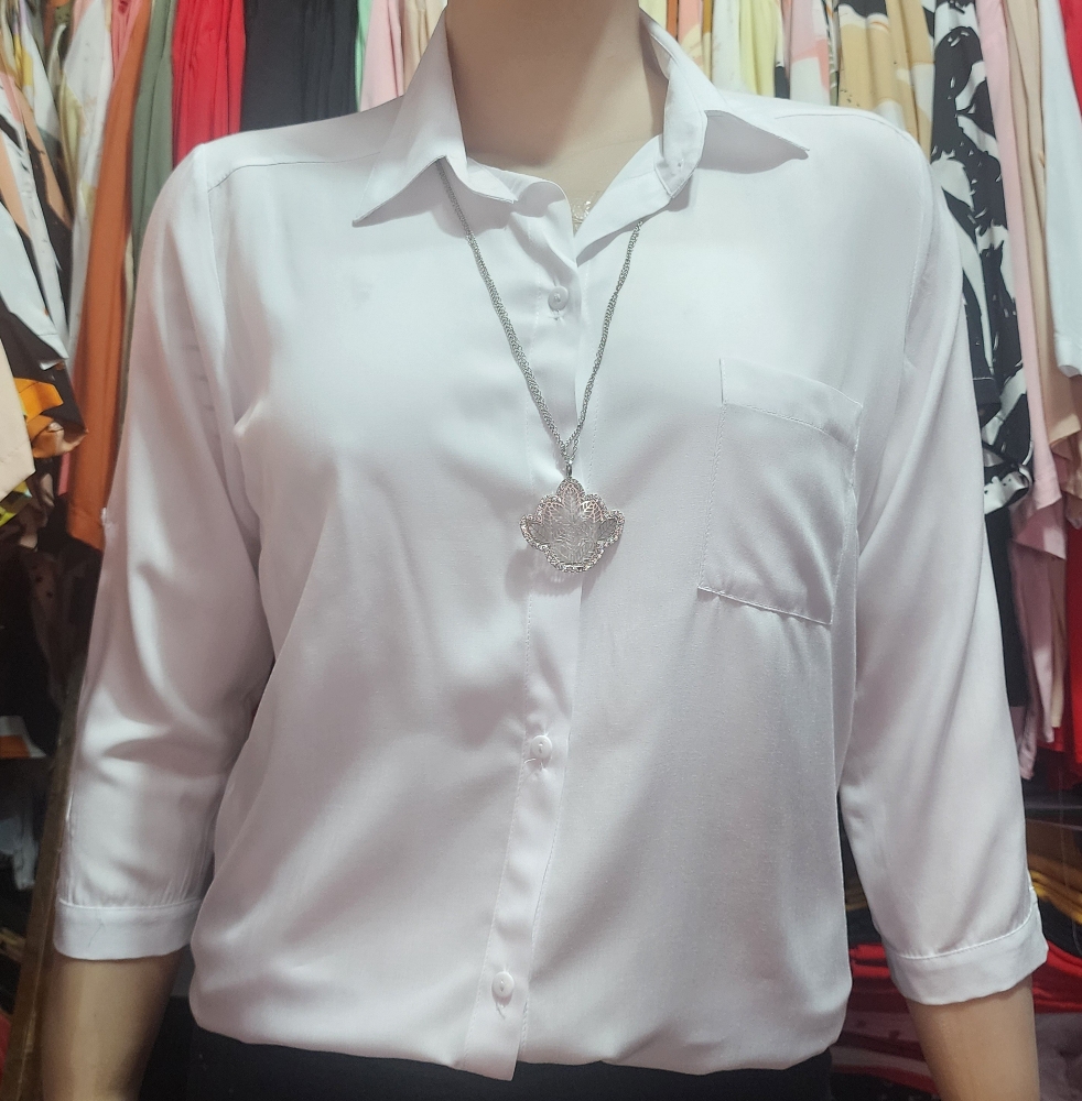 Camisas Mangas 3/4 Lisas en Fibrana Rayón Poplin Excelente Calidad - Imagen 2