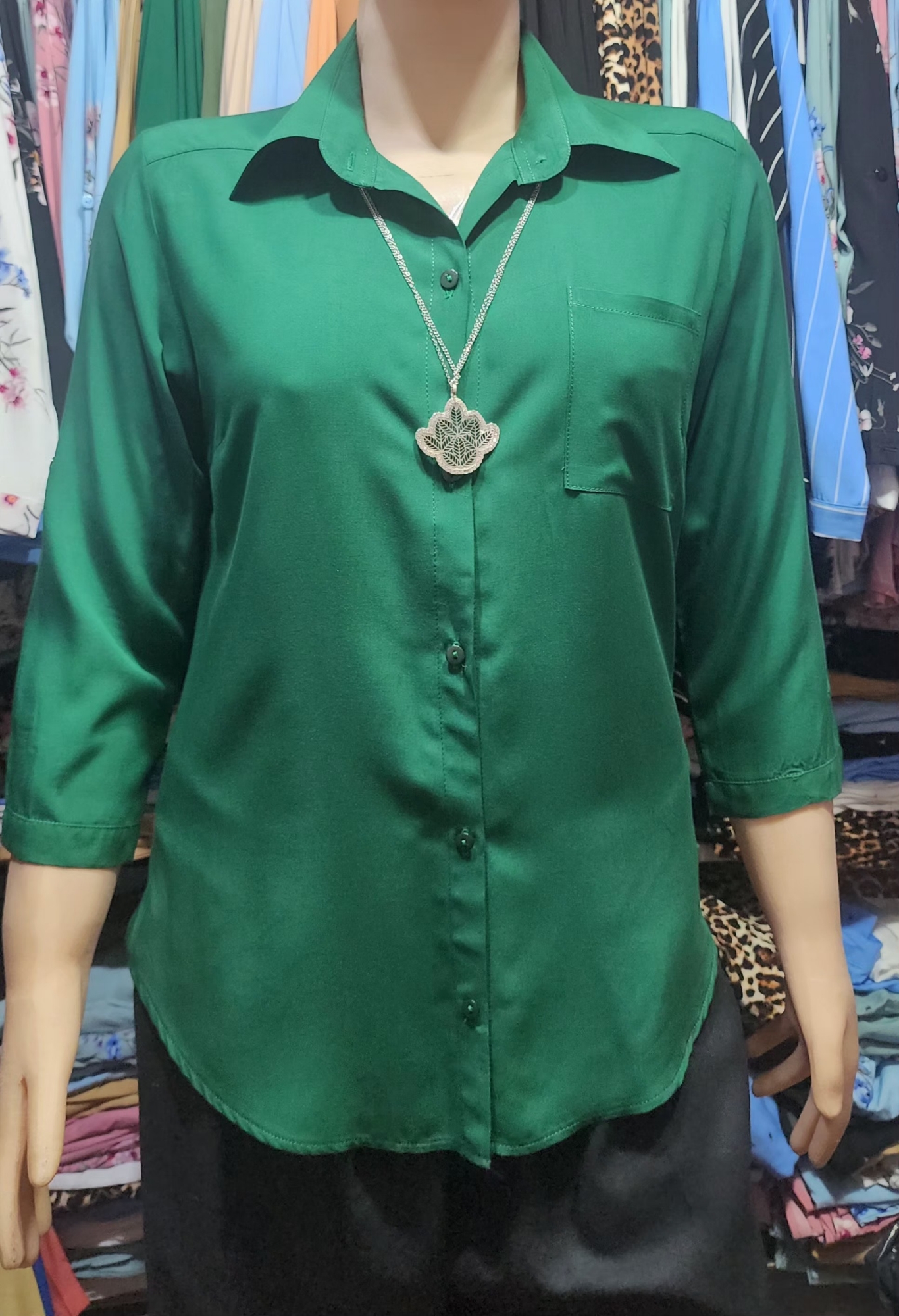 Camisas Mangas 3/4 Lisas en Fibrana Rayón Poplin Excelente Calidad - Imagen 3