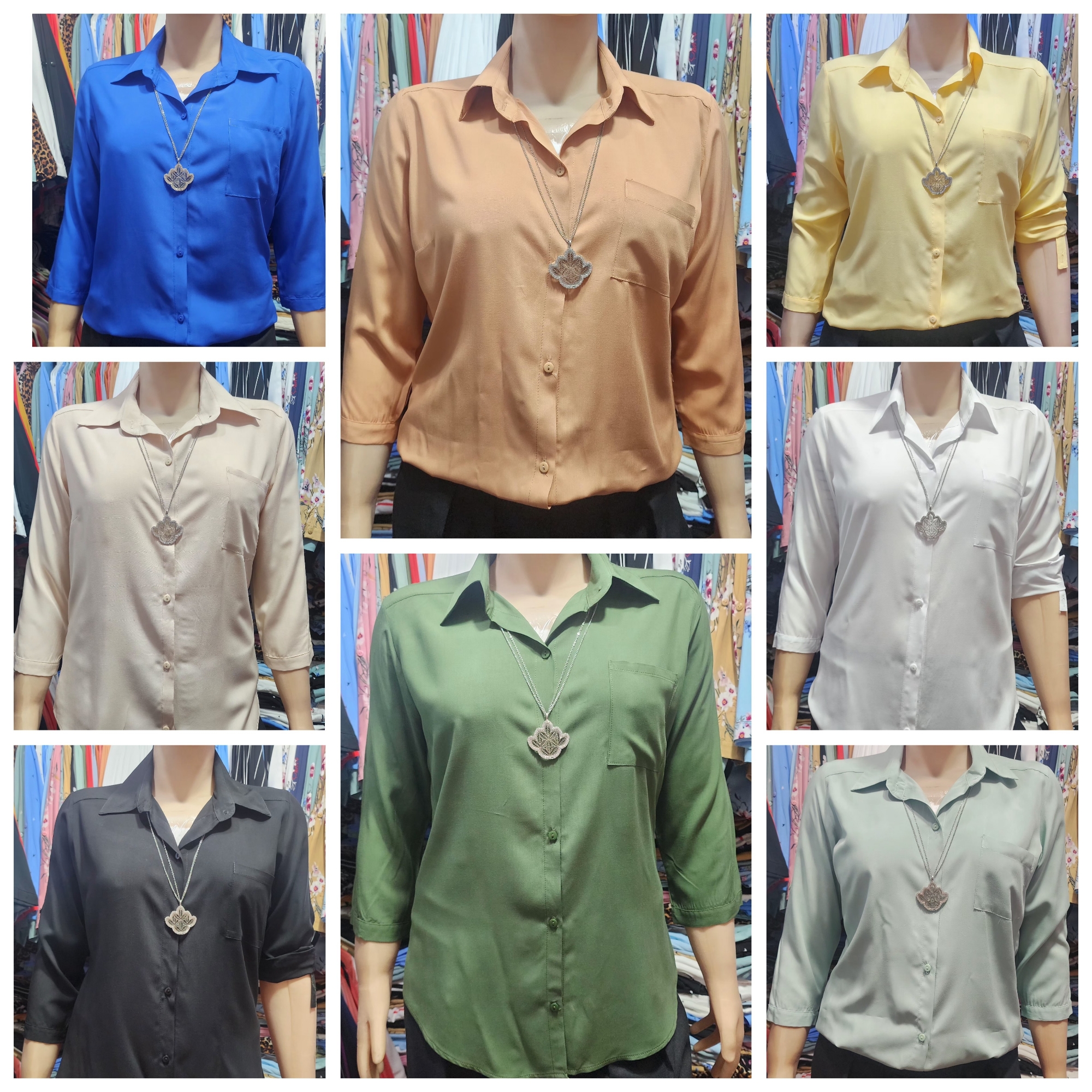 Camisas Lisas Mangas 3/4 en Fibrana Rayón Poplin - Imagen 3