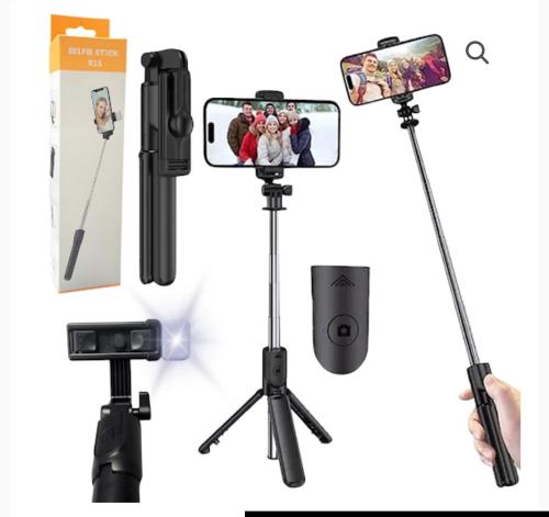 Trípode Extensible/palo Selfi con Luz y Control Bluetooth