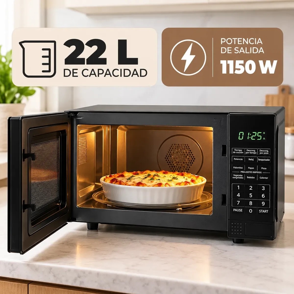 Microondas Digital Om Eco 22 Litros Tactil 1150watt Potencia - Imagen 3