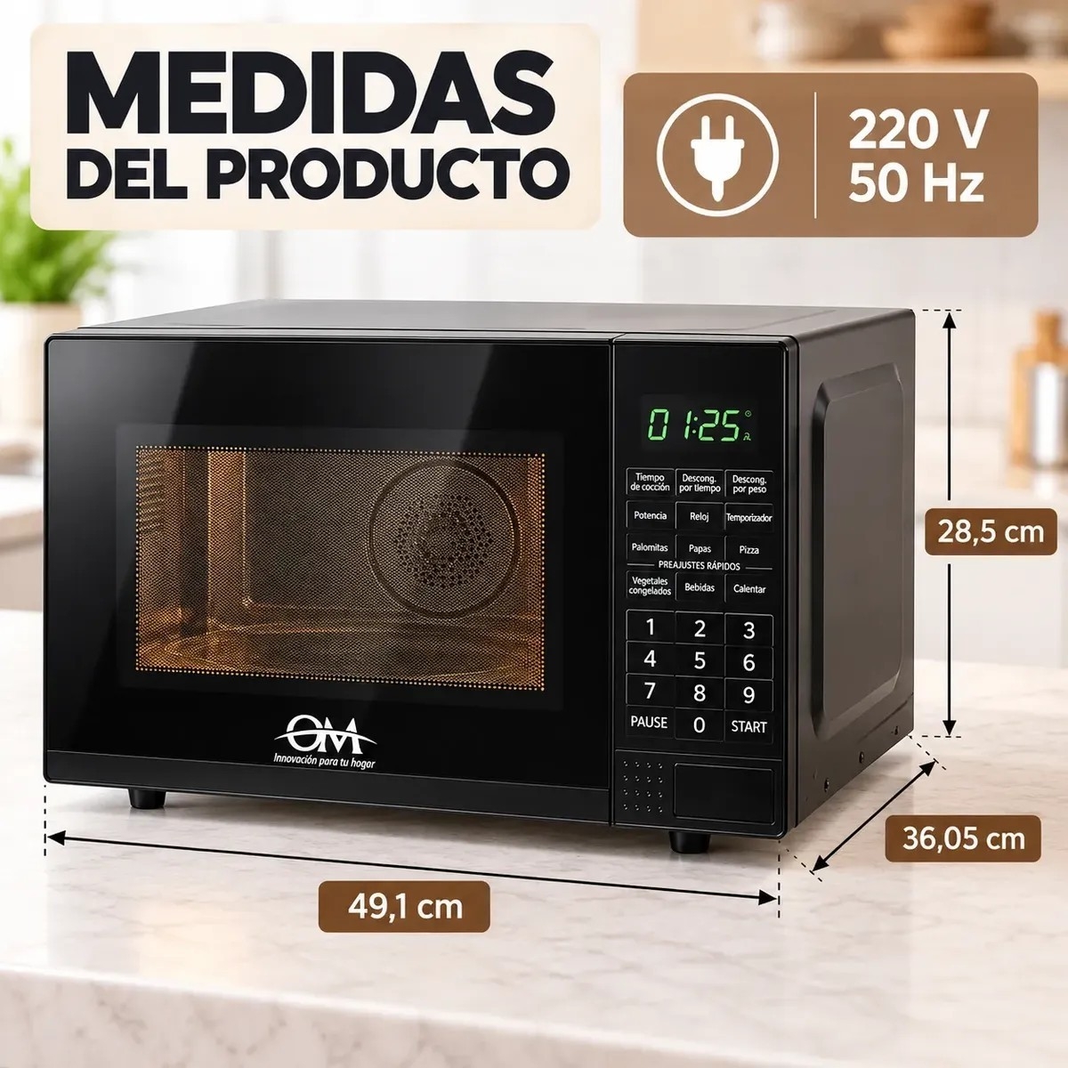 Microondas Digital Om Eco 22 Litros Tactil 1150watt Potencia - Imagen 4