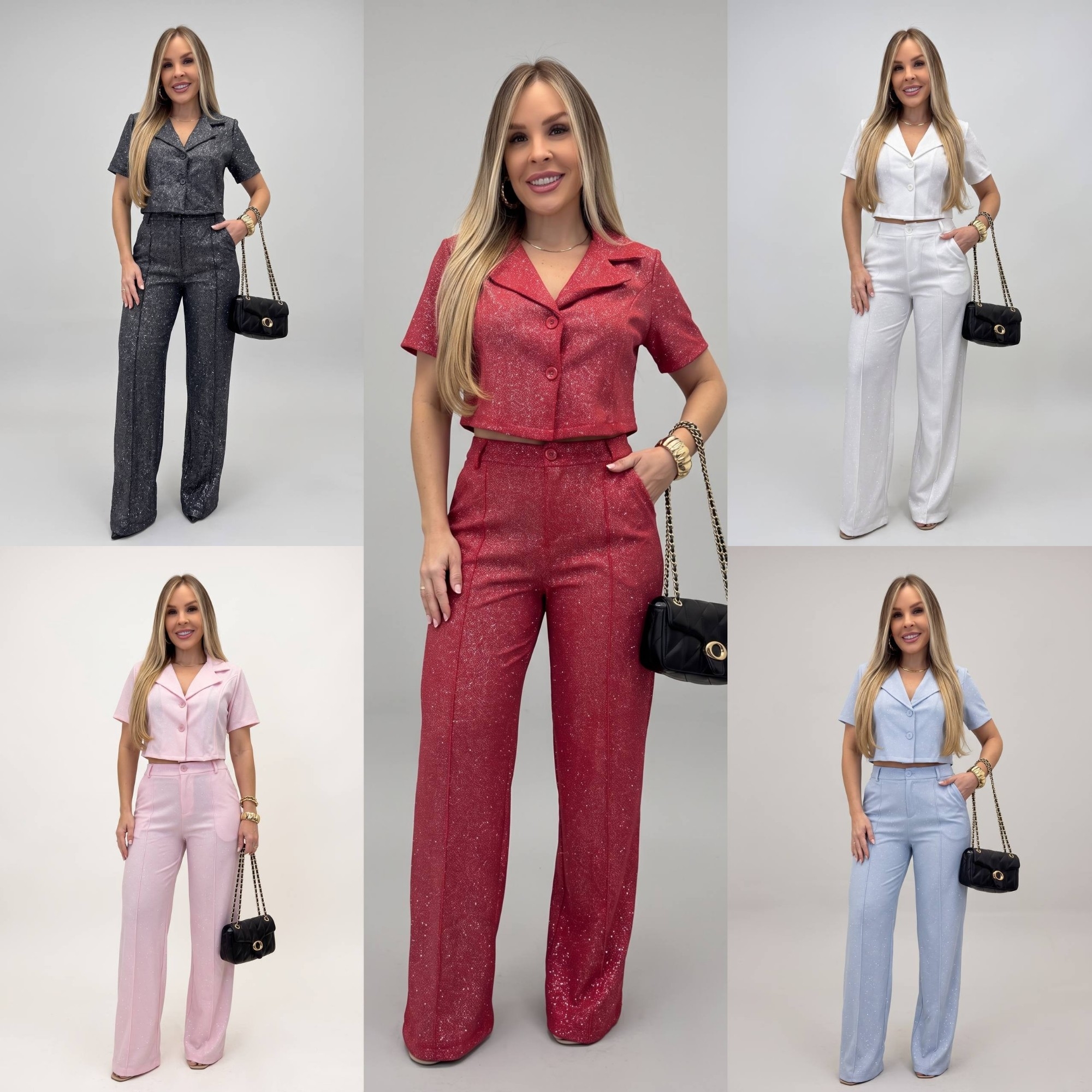 Conjunto Flores Pantalon y Blusa con Brillo - Imagen 7