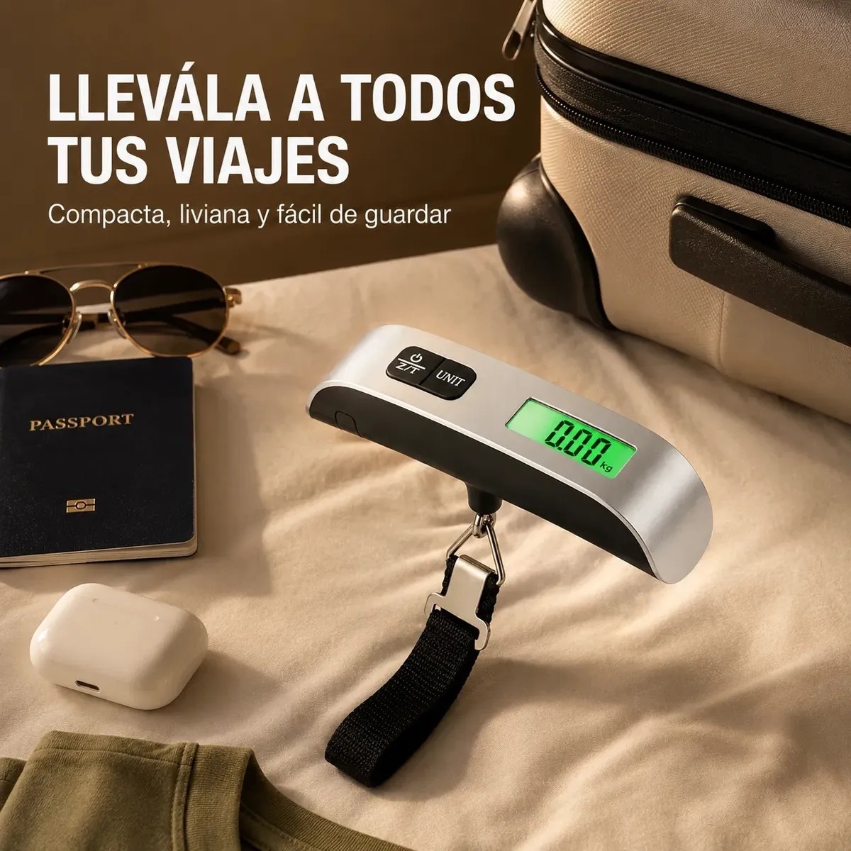 Pesa Valijas Digital 50kg Portátil Lcd Viaje con Batería - Imagen 2