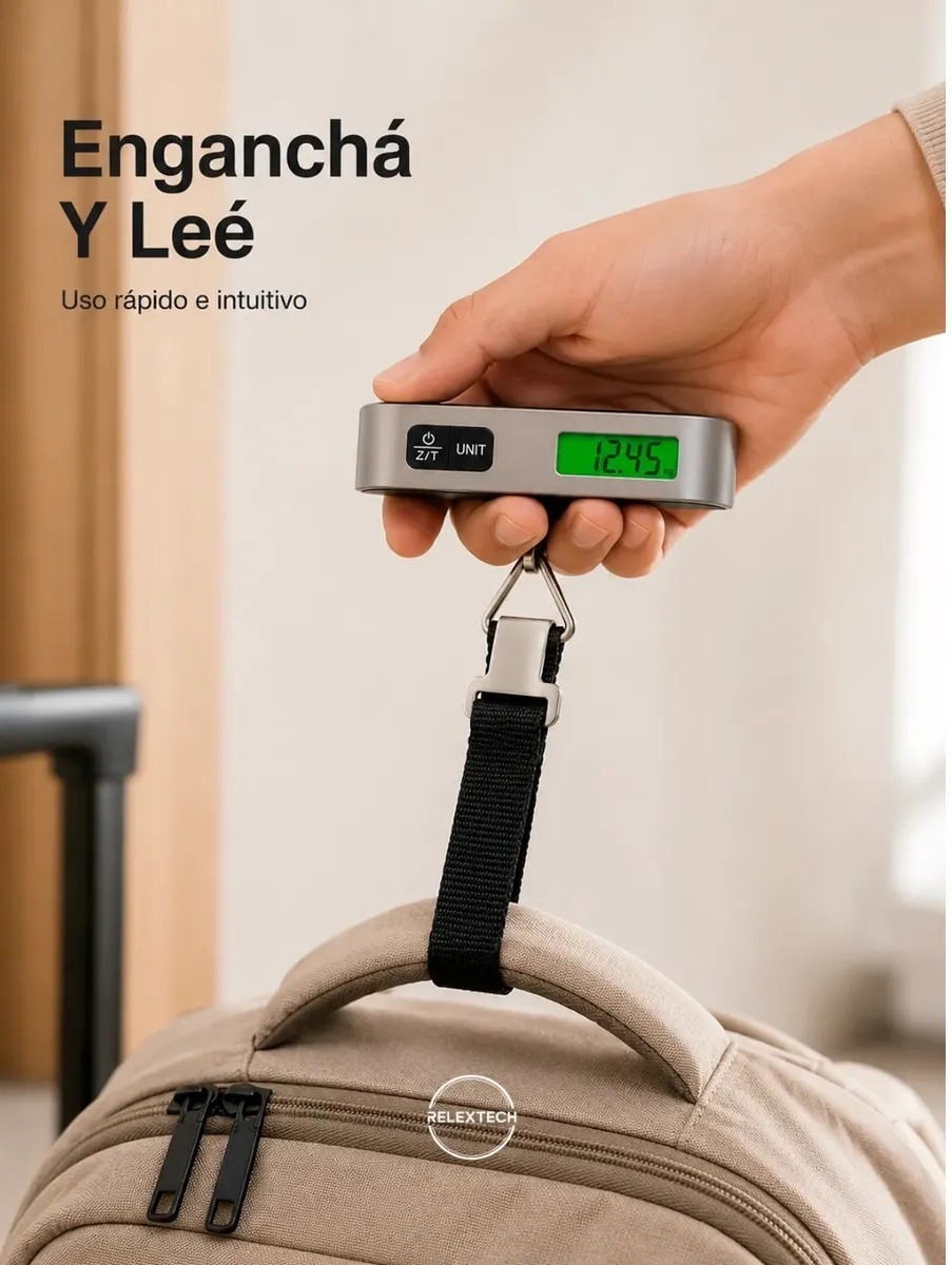 Pesa Valijas Digital 50kg Portátil Lcd Viaje con Batería - Imagen 3