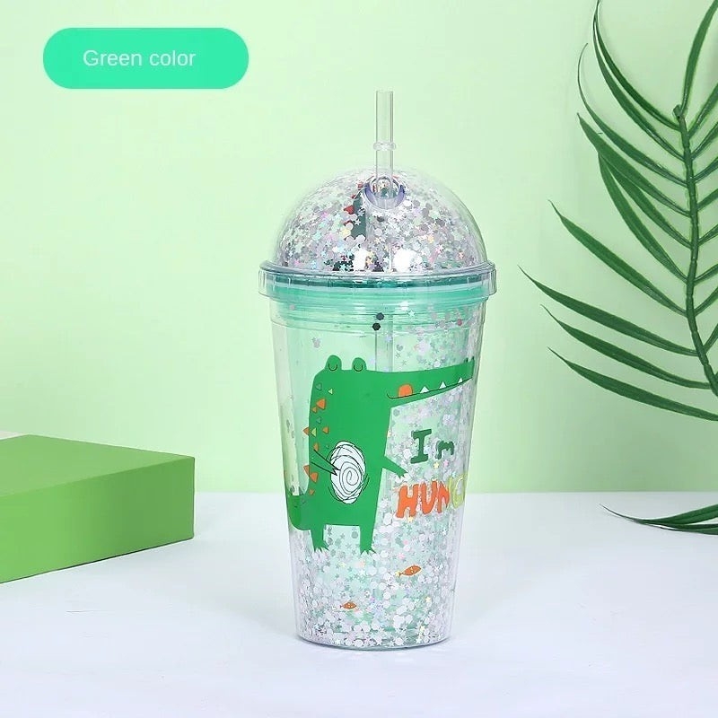 Vaso Infantil Dino de Acrilico con Sorbete y Tapa - Imagen 5