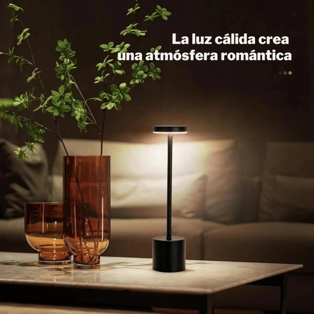 Lampara Velador Led Recargable 3 Tonos Tactil - Imagen 3