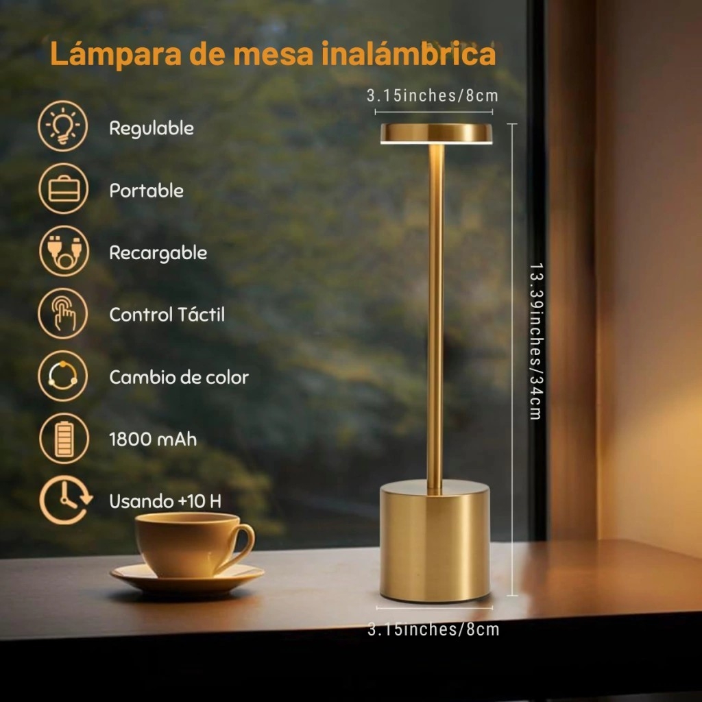 Lampara Velador Led Recargable 3 Tonos Tactil - Imagen 4